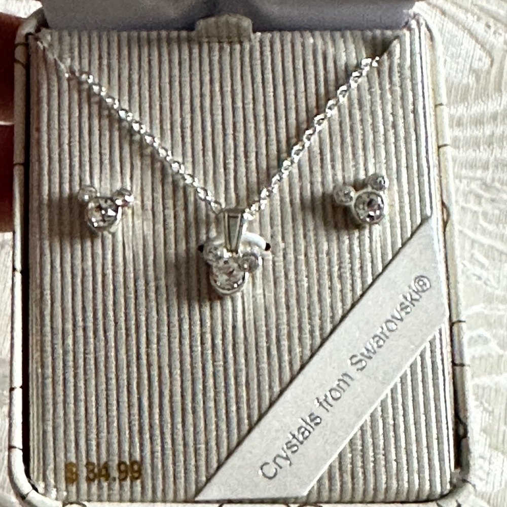 Authentic Disney Parks Swarovski Earring and Necklace Set